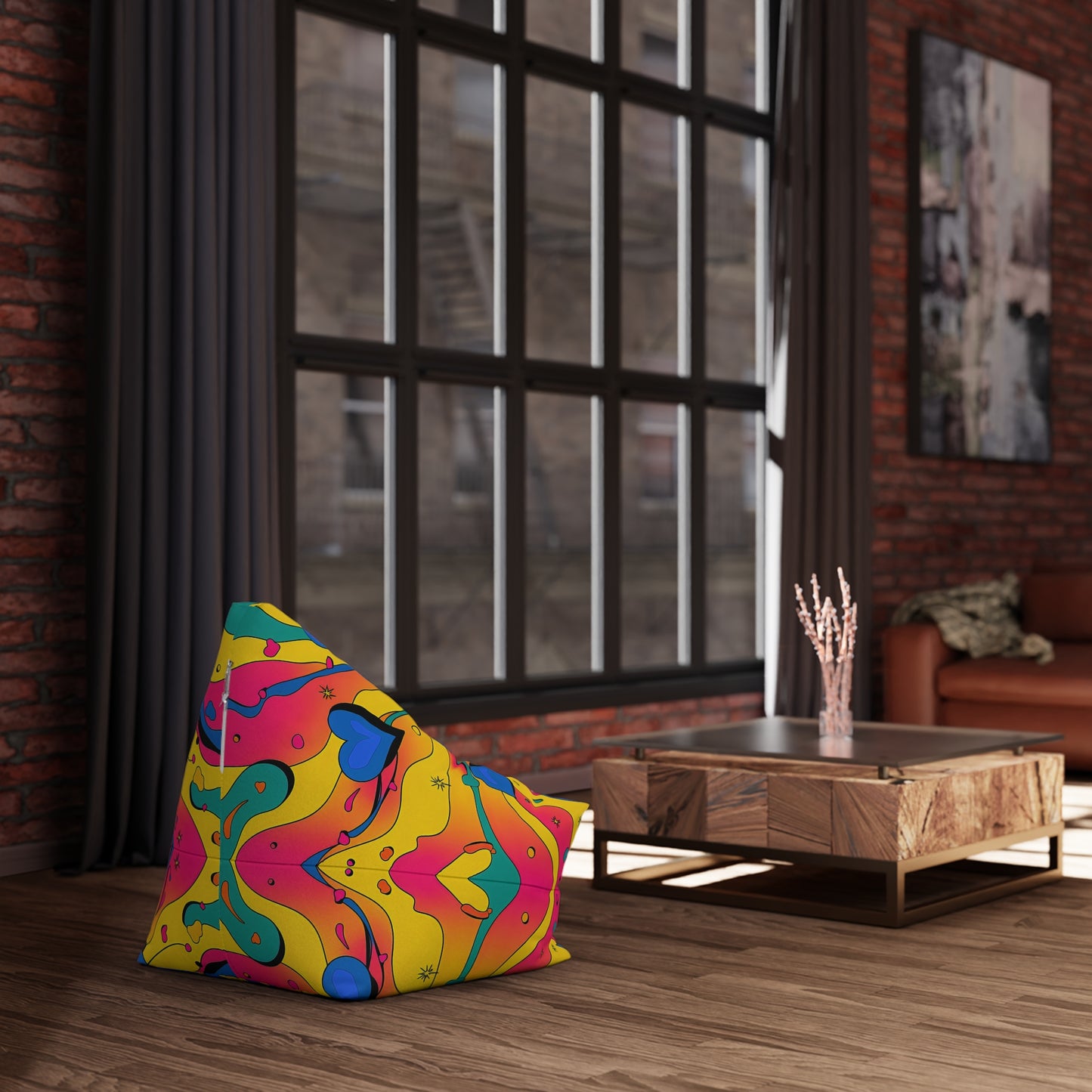"Psychedelic Hearts" BEAN BAG CHAIR COVER