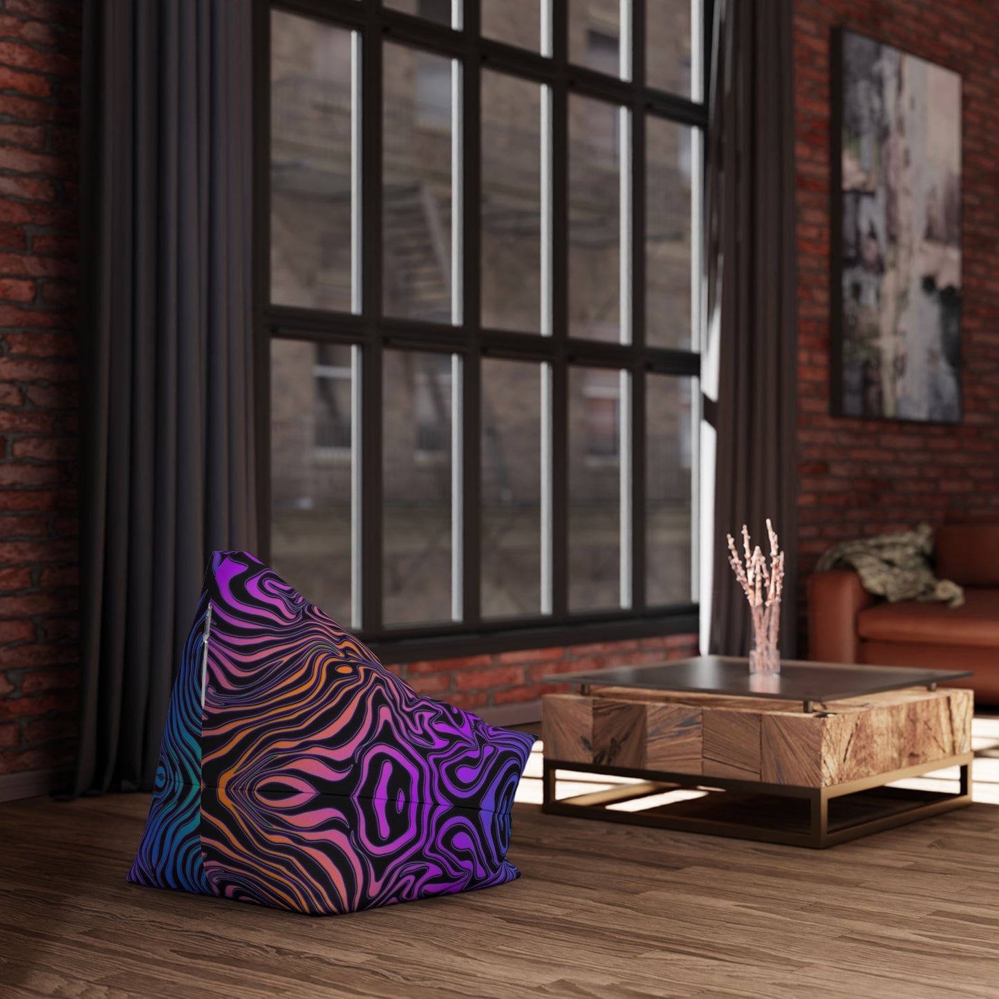 "Rainbow Zebra" BEAN BAG CHAIR COVER