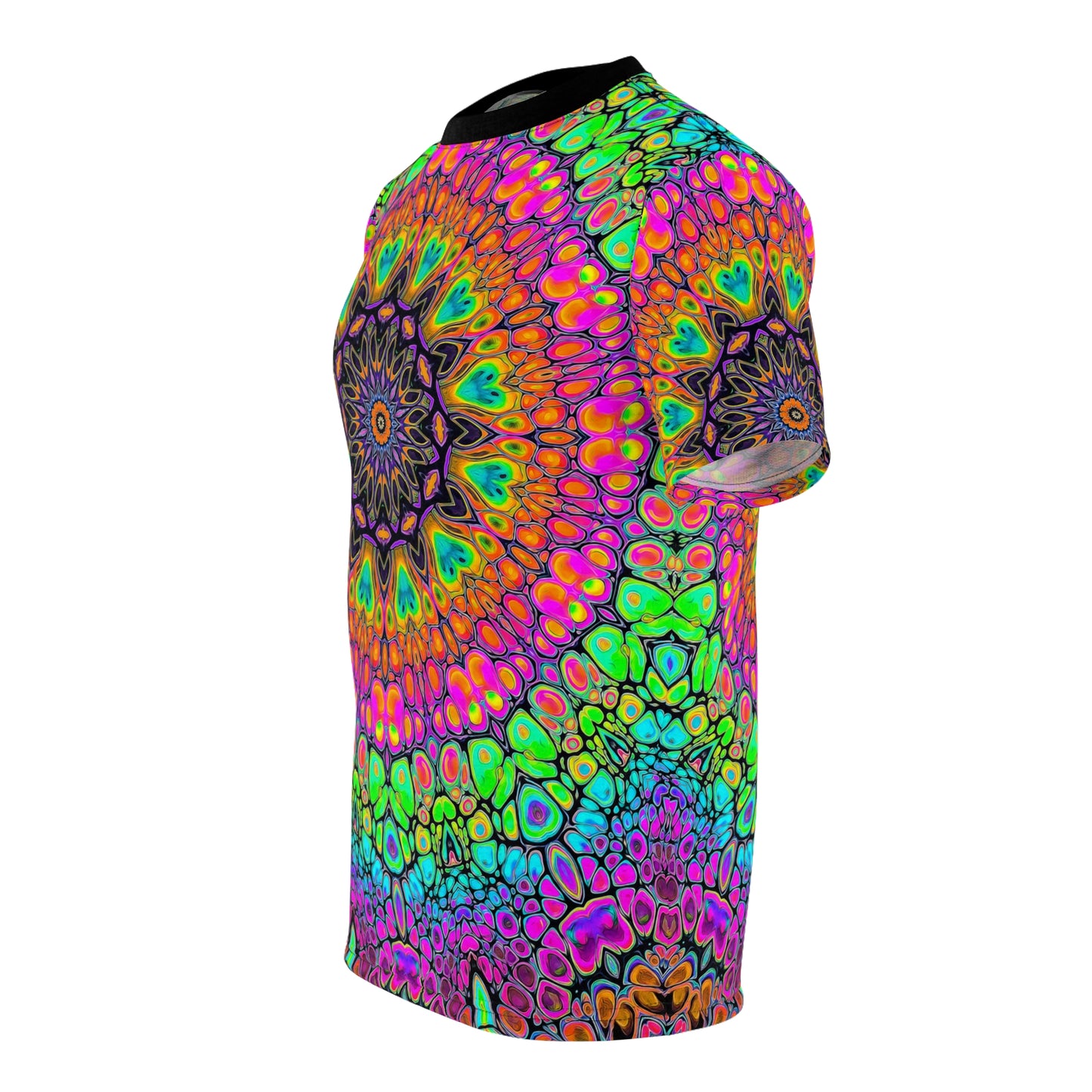 Folded flat lay of the Soapy Disco Mandala premium tee highlighting the fabric texture and print colors.