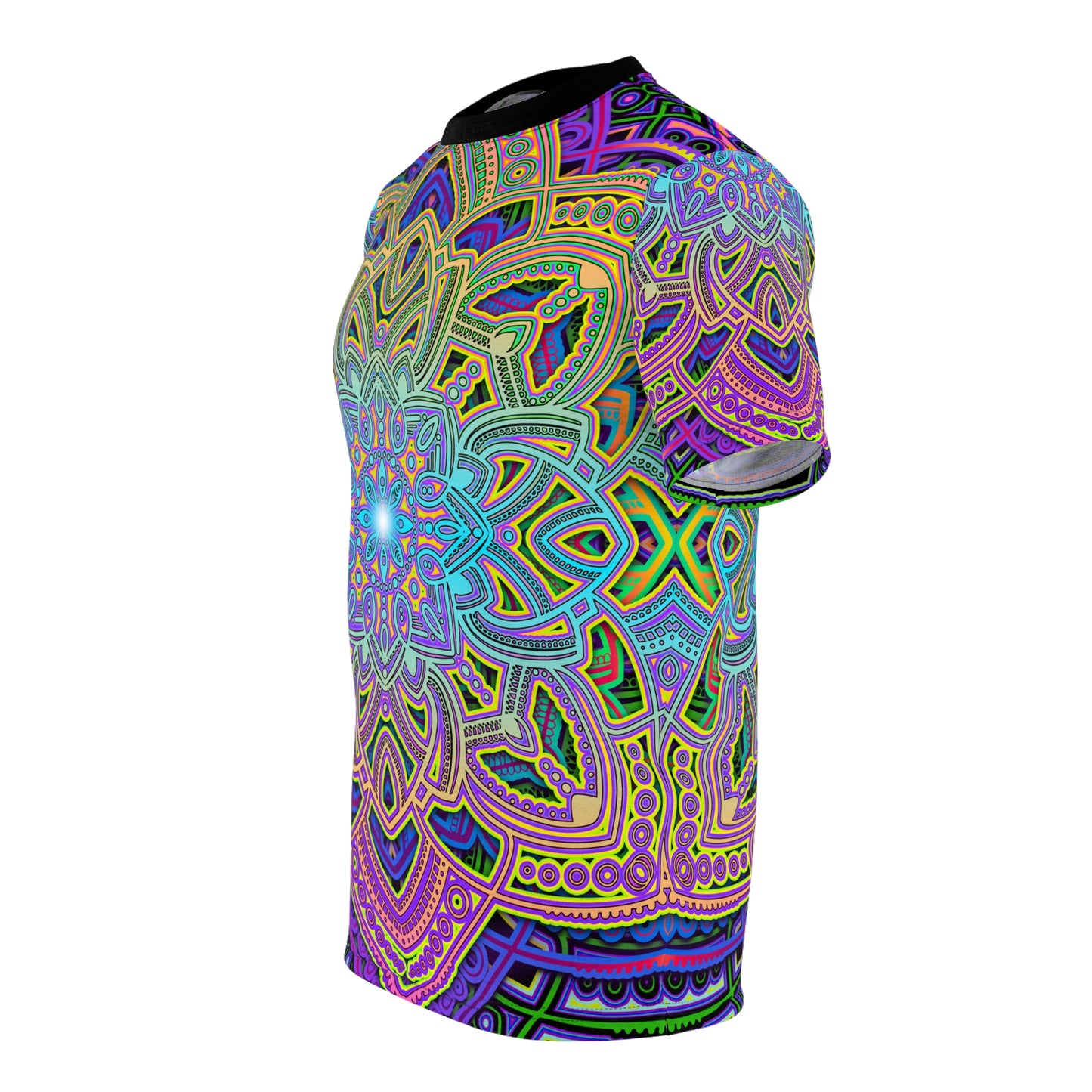 Folded flat lay of the Spectral Stroke premium tee highlighting the fabric texture and print colors.