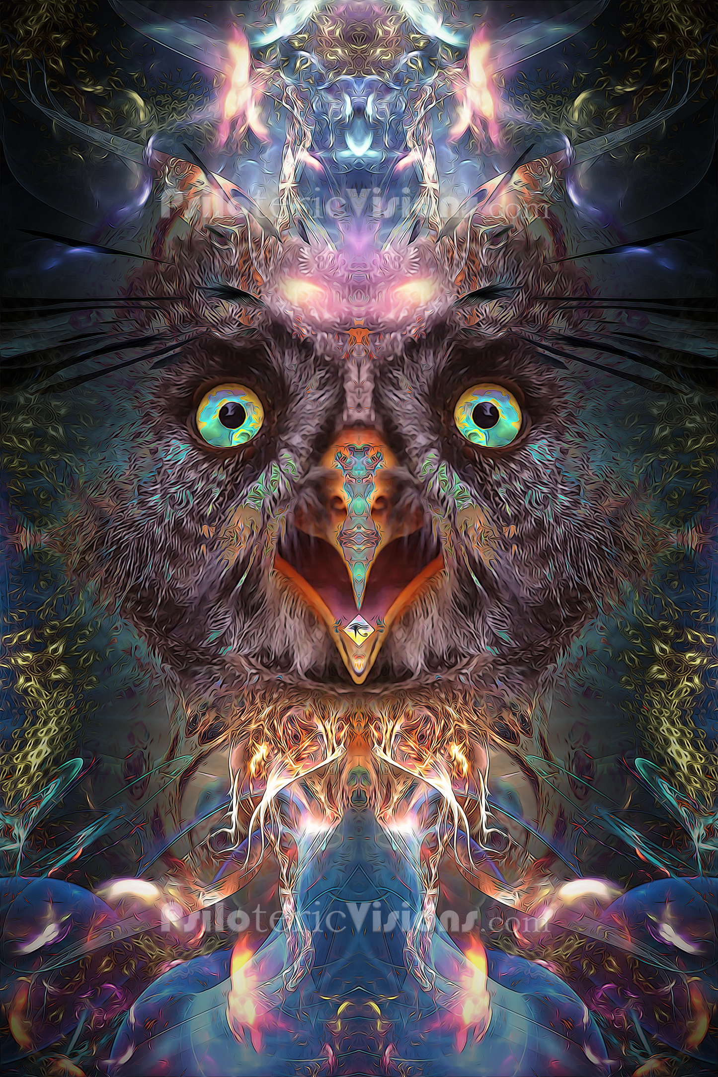 "Complete Awareness" - Trippy Acid Owl CANVAS