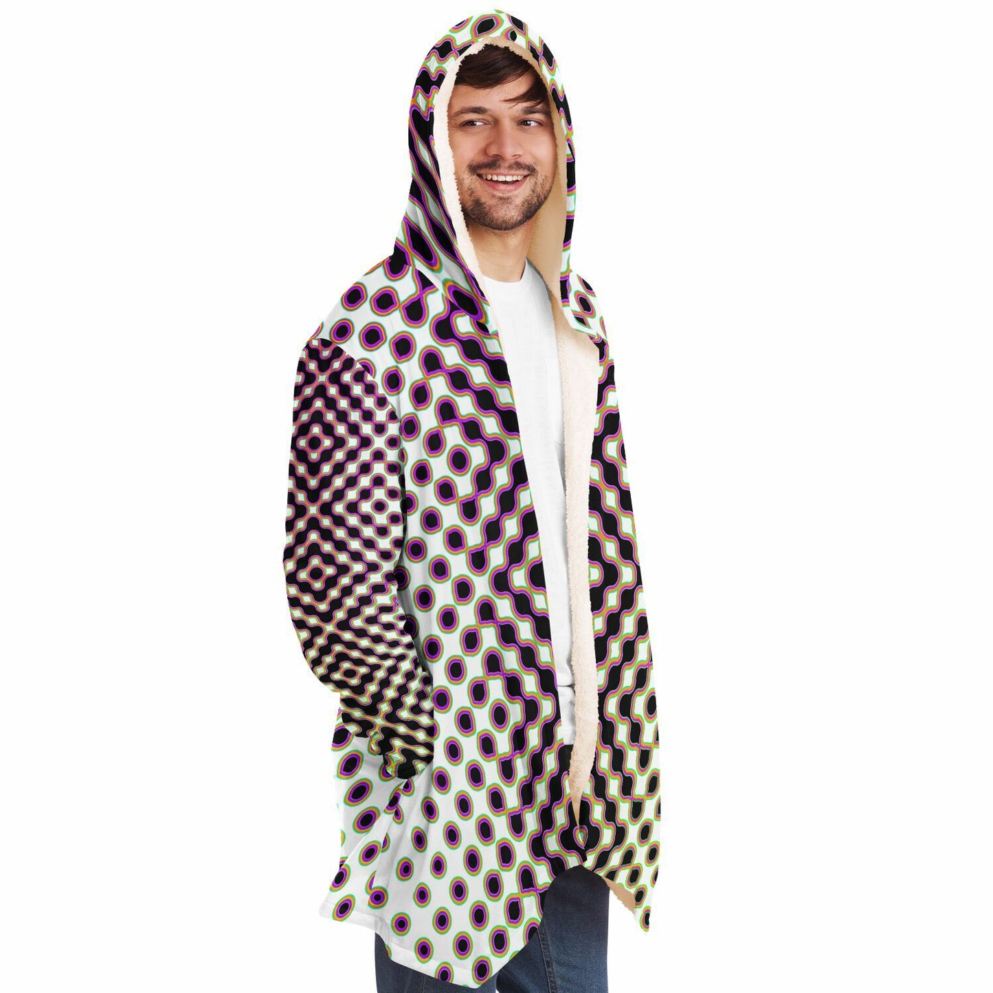"Morphing Cycles White" HOODED CLOAK