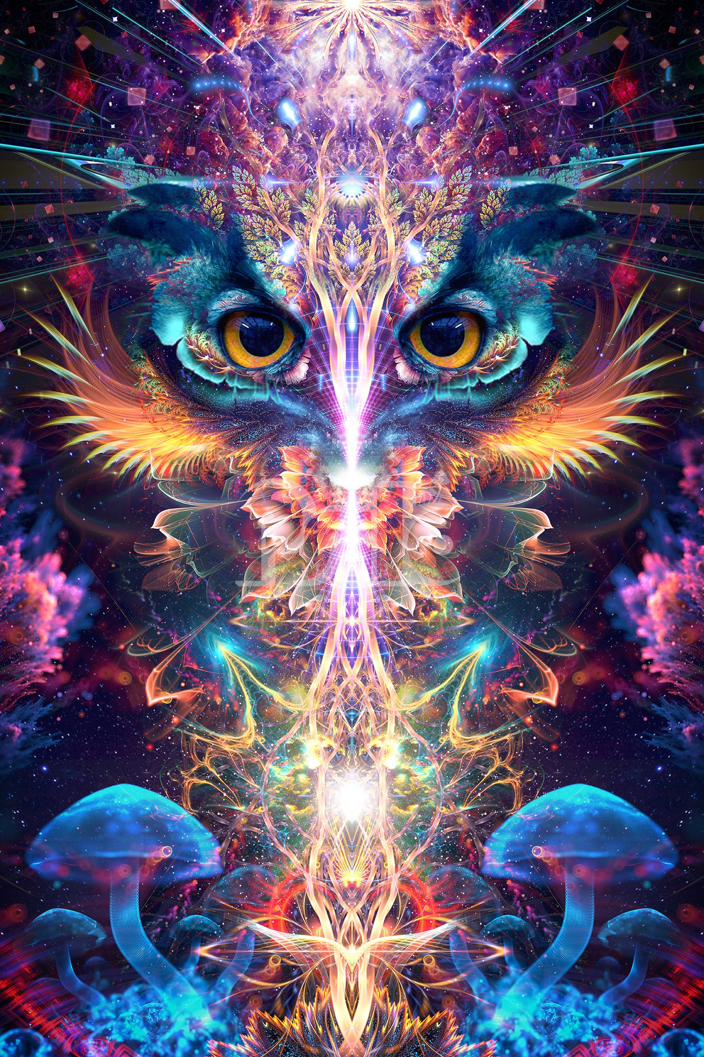 "Peekaboo" - Owl / Mushroom POSTER