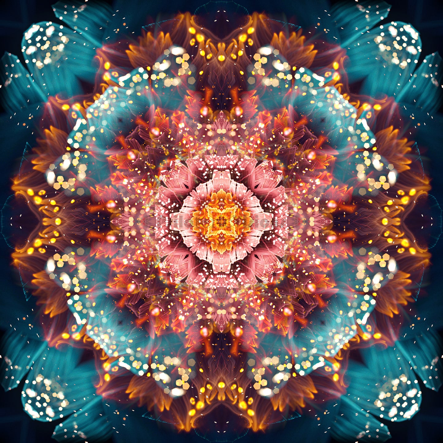 "Reaching for Light" - Floral Mandala POSTER