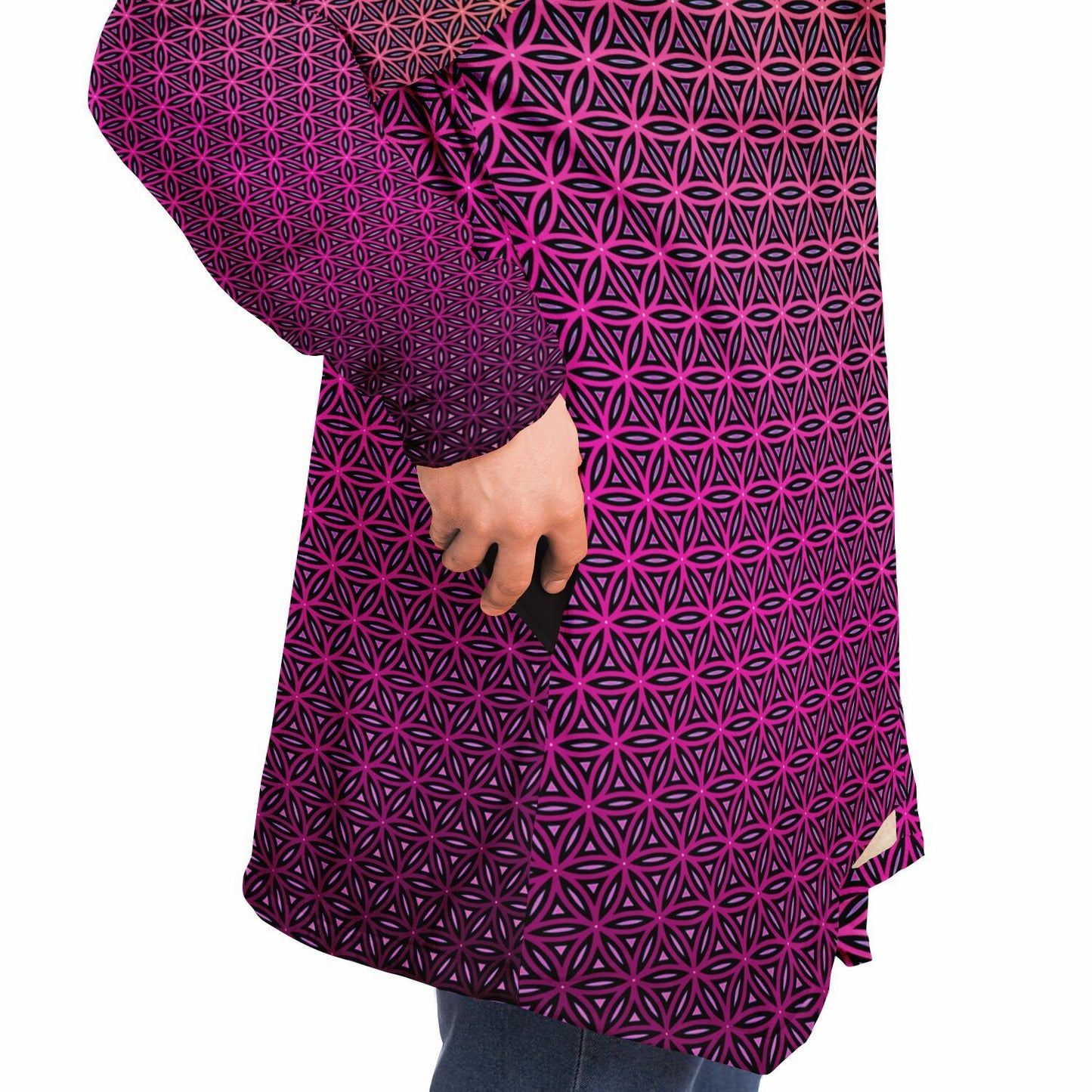 "Pink Flower of Life Pattern" HOODED CLOAK