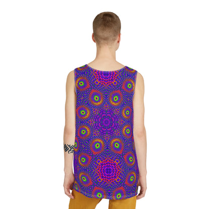 Honeycore Matrix men's tank top shown on a model at an angle.