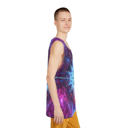 Corner detail of the Angelic Force men's tank top hem.