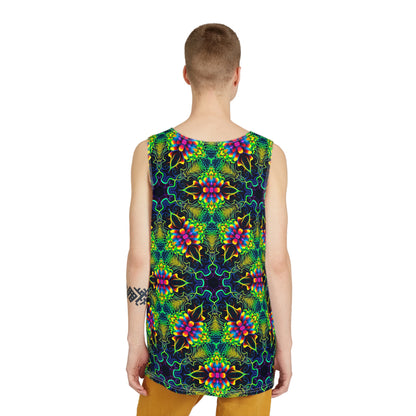 Might Be Poisonous men's tank top shown on a model at an angle.