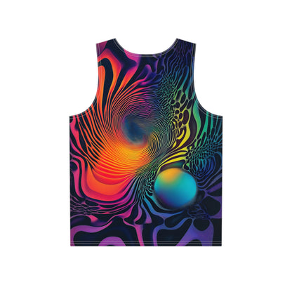 Back view of the Cosmic Fingerprint tank top with the print continuing across the fabric.