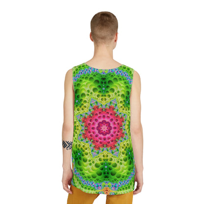 Corner detail of the Starburst men's tank top print and fabric.