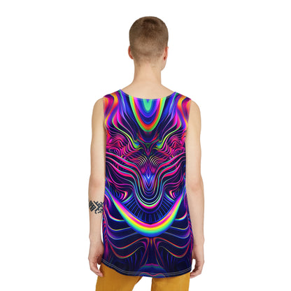 Side angle of The Neon Effect men's tank top, showing the regular cut and fit.