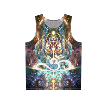 Density 432 men's tank top, front flat lay showing the sacred geometry all-over print.