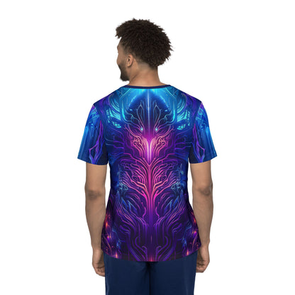 Close-up of the moisture-wicking fabric texture on the Midnight Spell P2 sport tee.