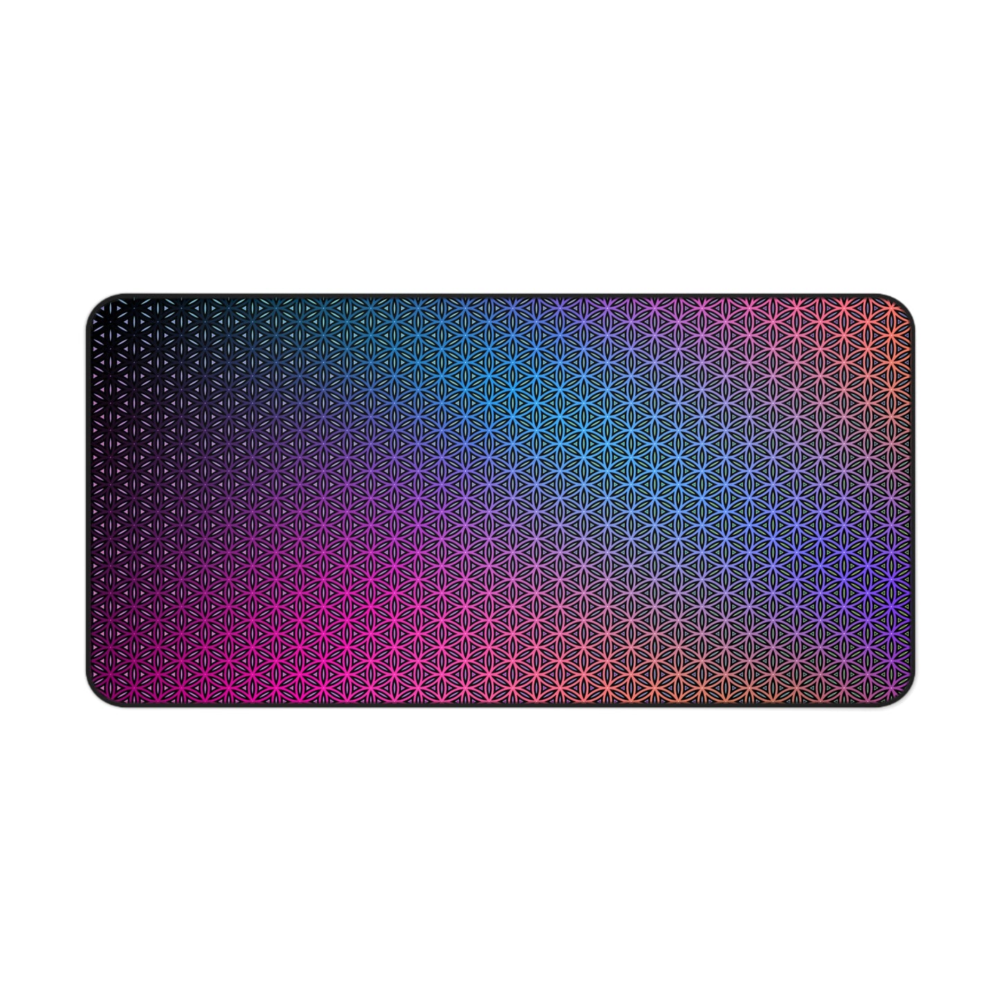 "Rainbow Flower of Life Pattern" DESK MAT (12x18)(12x22)(15.5x31)