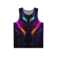Front view of the Knight City print on a men's tank top in black.