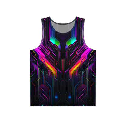 Front view of the Knight City print on a men's tank top in black.