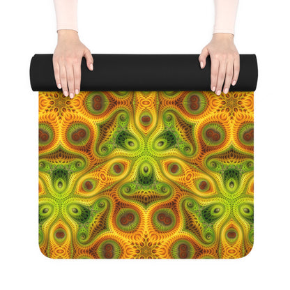 Close-up of the Sun Lattice yoga mat print detail showing the geometric sun pattern