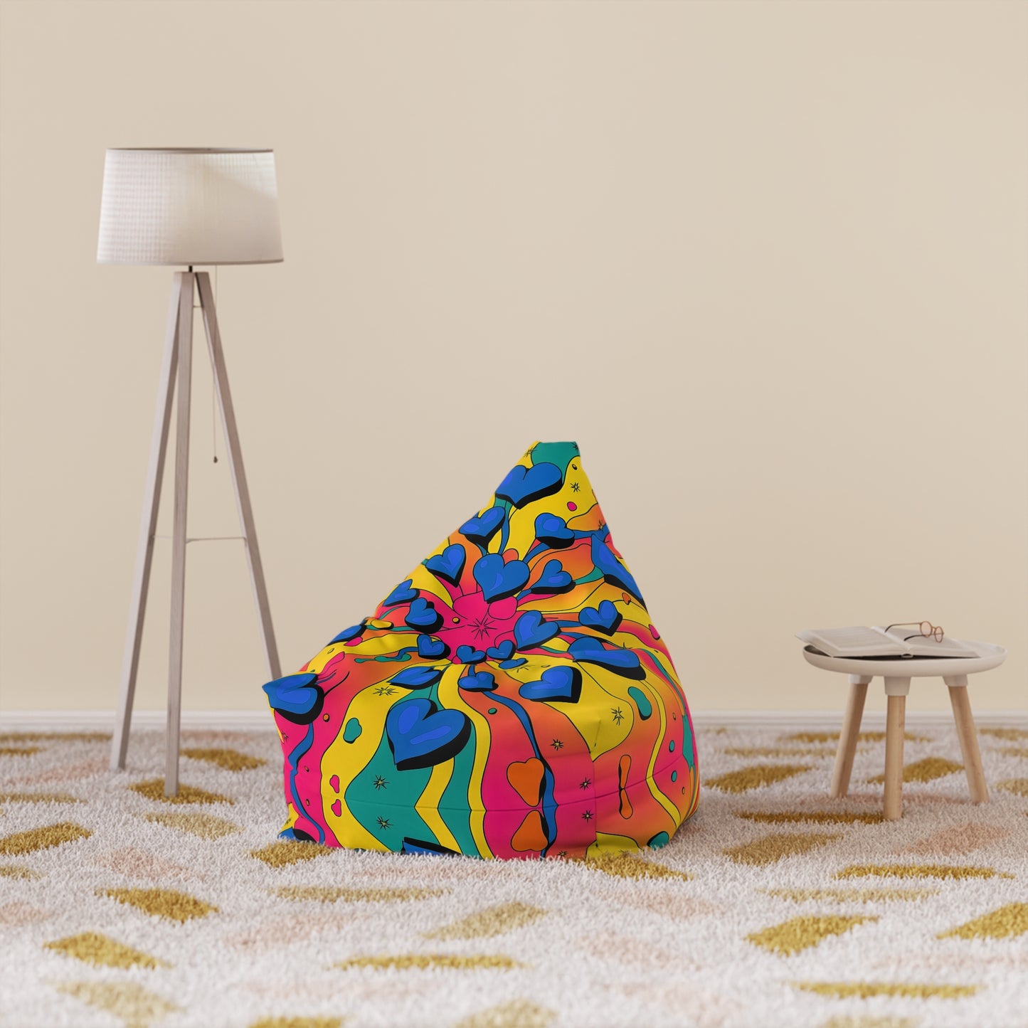 "Psychedelic Hearts" BEAN BAG CHAIR COVER