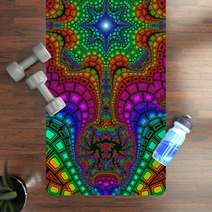 Angled view of the Kambo yoga mat resting on a floor.