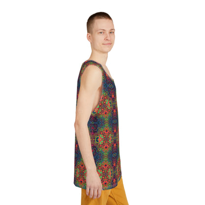 The Shipibo Psyy Pattern men's tank top design from above.