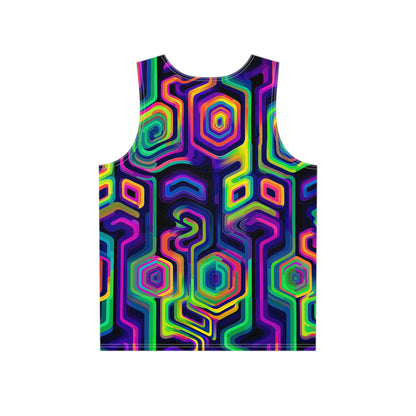 Tripnotist psychedelic mandala print men's tank top, shown from a slight angle.