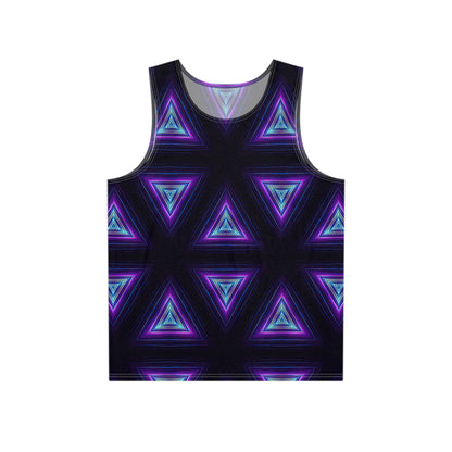Dark Prism men's tank top, front flat lay showing the geometric prism all-over print.