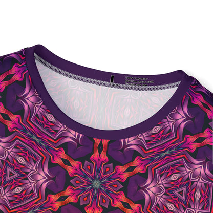 Angled view of the men's sport tee highlighting the "Forged In Neon" design colors.