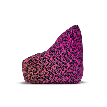 Close-up of the zipper closure on the Pink Flower of Life bean bag chair cover.
