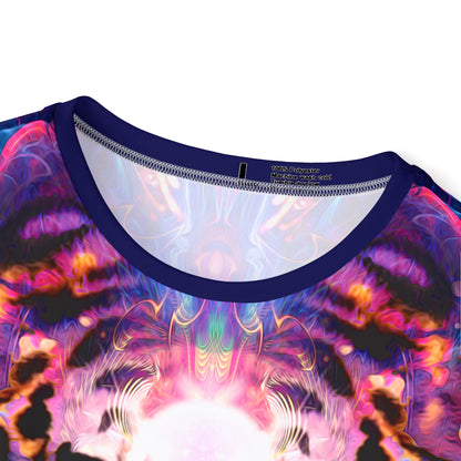 Angled view of the "Hunter's Moon" print men's sport tee.