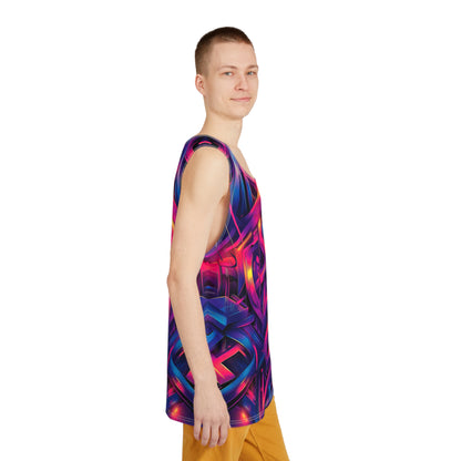 Flat lay of the Gra3D psychedelic men's tank top.