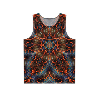 The Starry Night men's tank top laid flat, showing the full psychedelic print design.
