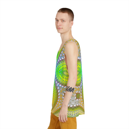 Another angle of the Activation Initiated men's tank top print.