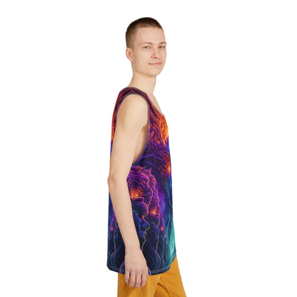 Flat lay of the Lilith psychedelic men's tank top.