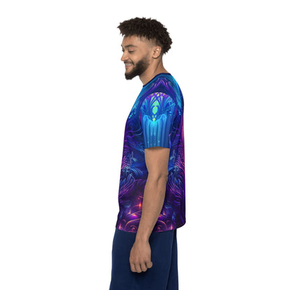 Side angle of the Midnight Spell P2 sport tee showing the sleeve print.