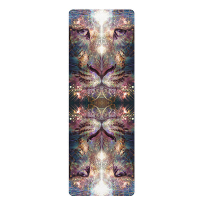 The Mastering Darkness yoga mat, a rubber yoga mat with an edge-to-edge dark psychedelic print.