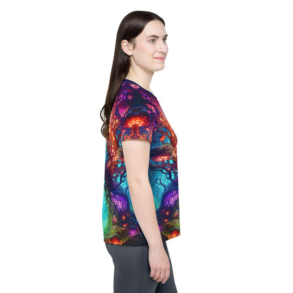 Side angle of the Moonlight Fruit sport tee showing the sleeve print.