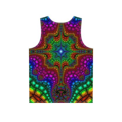 Close-up of the Kambo print on a men's tank top.