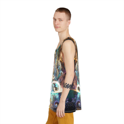 Density 432 men's tank top folded flat, showing the full sacred geometry design.