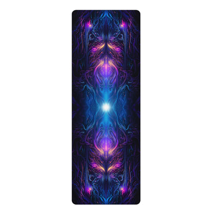 Back view of the 'Twilight Glow' yoga mat showing its natural rubber bottom surface.