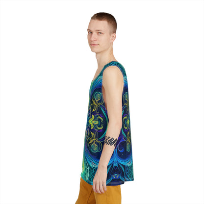 "Orchidious V2" men's tank top, additional product photo showing the all-over print design.