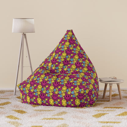 "Purple Yellow Blue Smiley Pattern" BEAN BAG CHAIR COVER