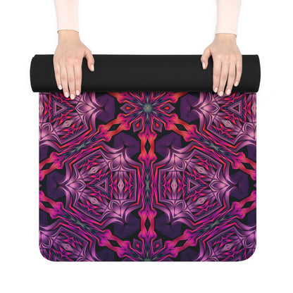 "Forged In Neon" yoga mat, additional product photo showing the edge-to-edge printed design.