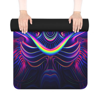 The Neon Effect yoga mat with an edge-to-edge neon print, suede top facing up.