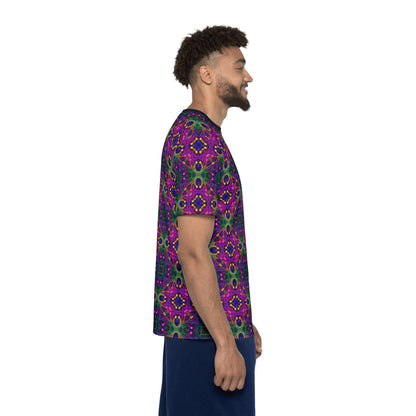 Collar detail of the "Kiss Me Pattern" sport tee, showing the neckline and classic fit finish.