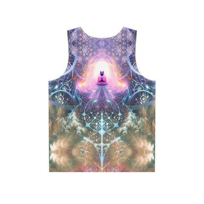 Back view of The Alchemist's Breath men's tank top, print continuing across the fabric.