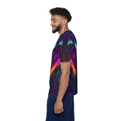 Sleeve detail of the "Knight City" sport tee, showing how the print wraps the fabric.