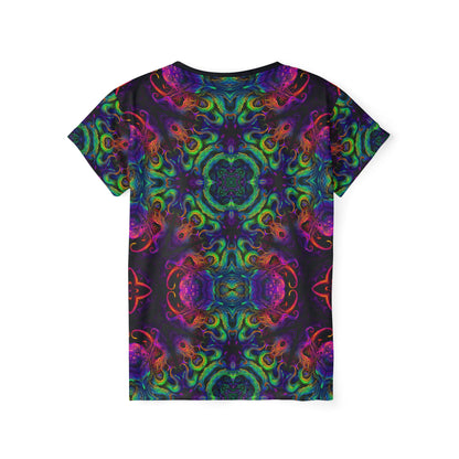 Back view of the Cthulhu Kaleider sport tee, showing the full print pattern.