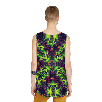 Corner detail of a men's tank top with the 'Goosebumps' artwork.