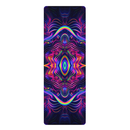 The Neon Effect yoga mat with an edge-to-edge neon print, suede top facing up.