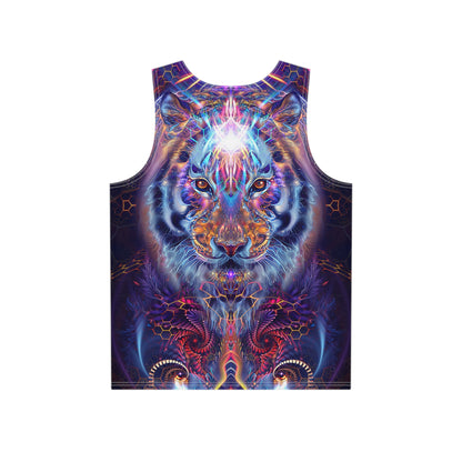 Angled view of the Empurrress men's tank top on a model, showing the fabric drape.